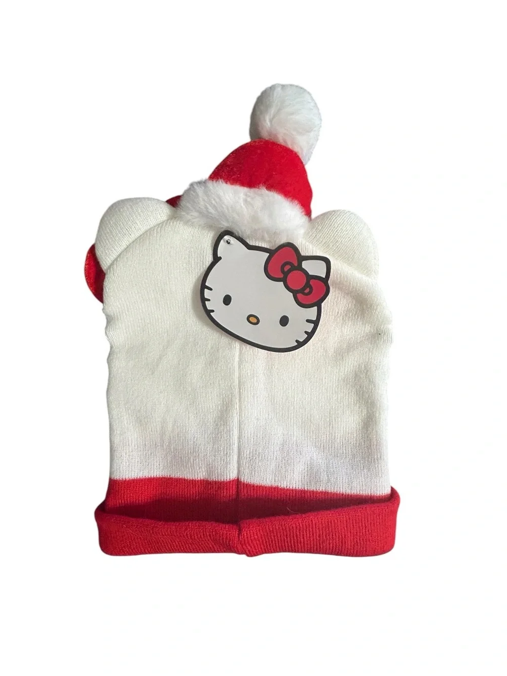 Sanrio Hello Kitty Beanie Knit Hat Cap Christmas Girls One Size/Hair Clip Bow